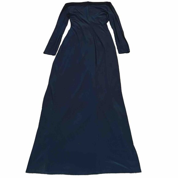 VTG Lauren Ralph Lauren Evening Teal Blue Classy Maxi Dress Womens sz 8 Stretchy - Picture 3 of 5